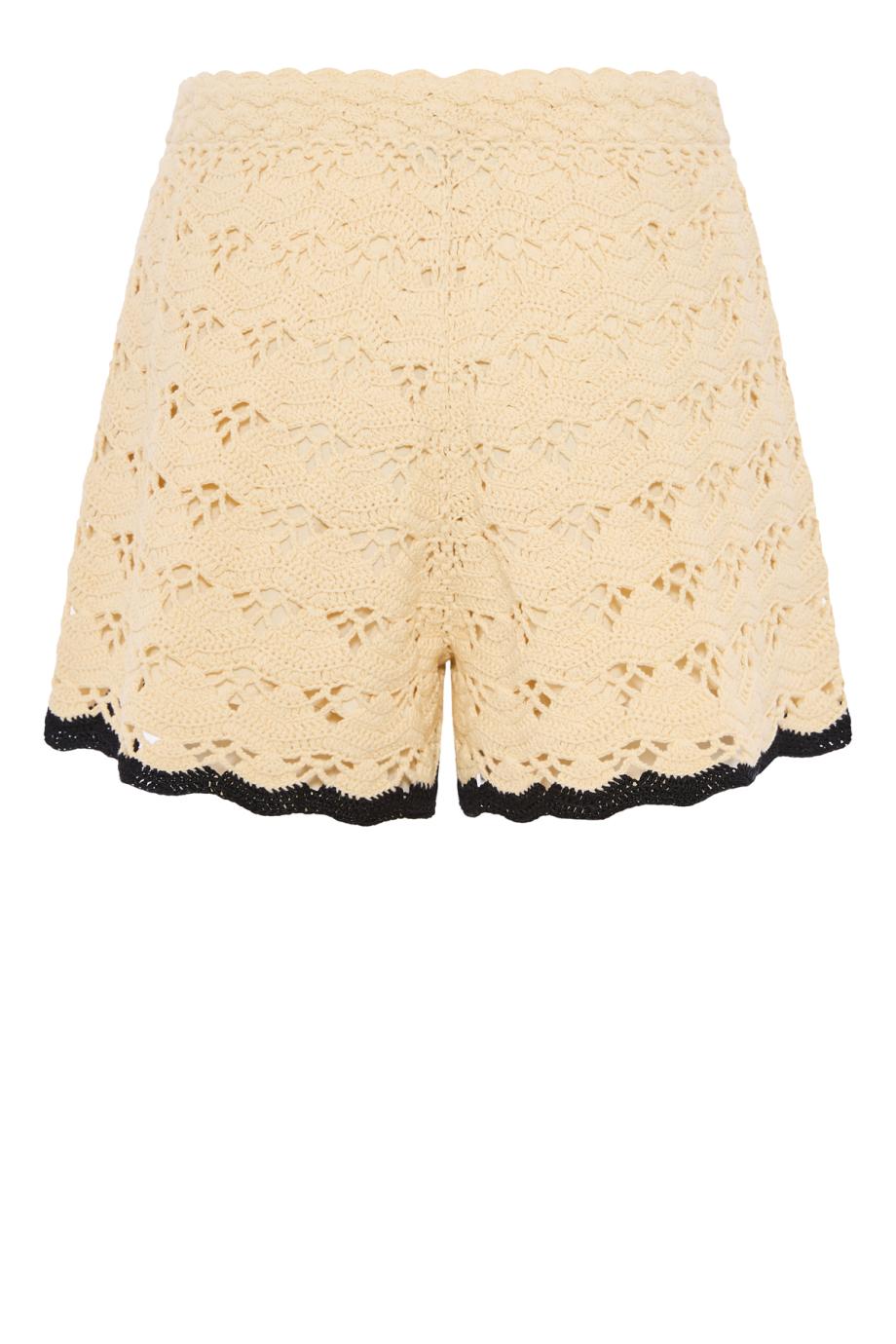 Aster crochet-cotton shorts in cream