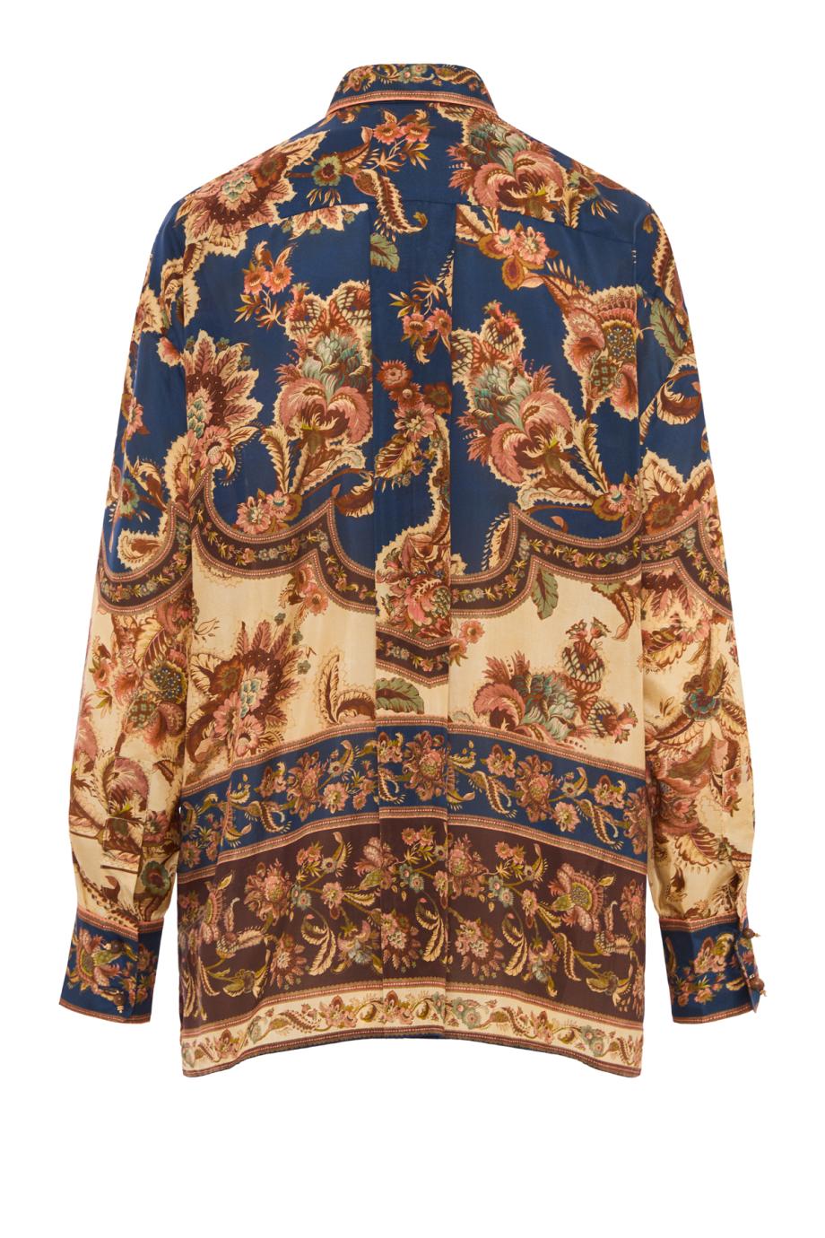 Aster Relaxed silk shirt Jacobean in navy