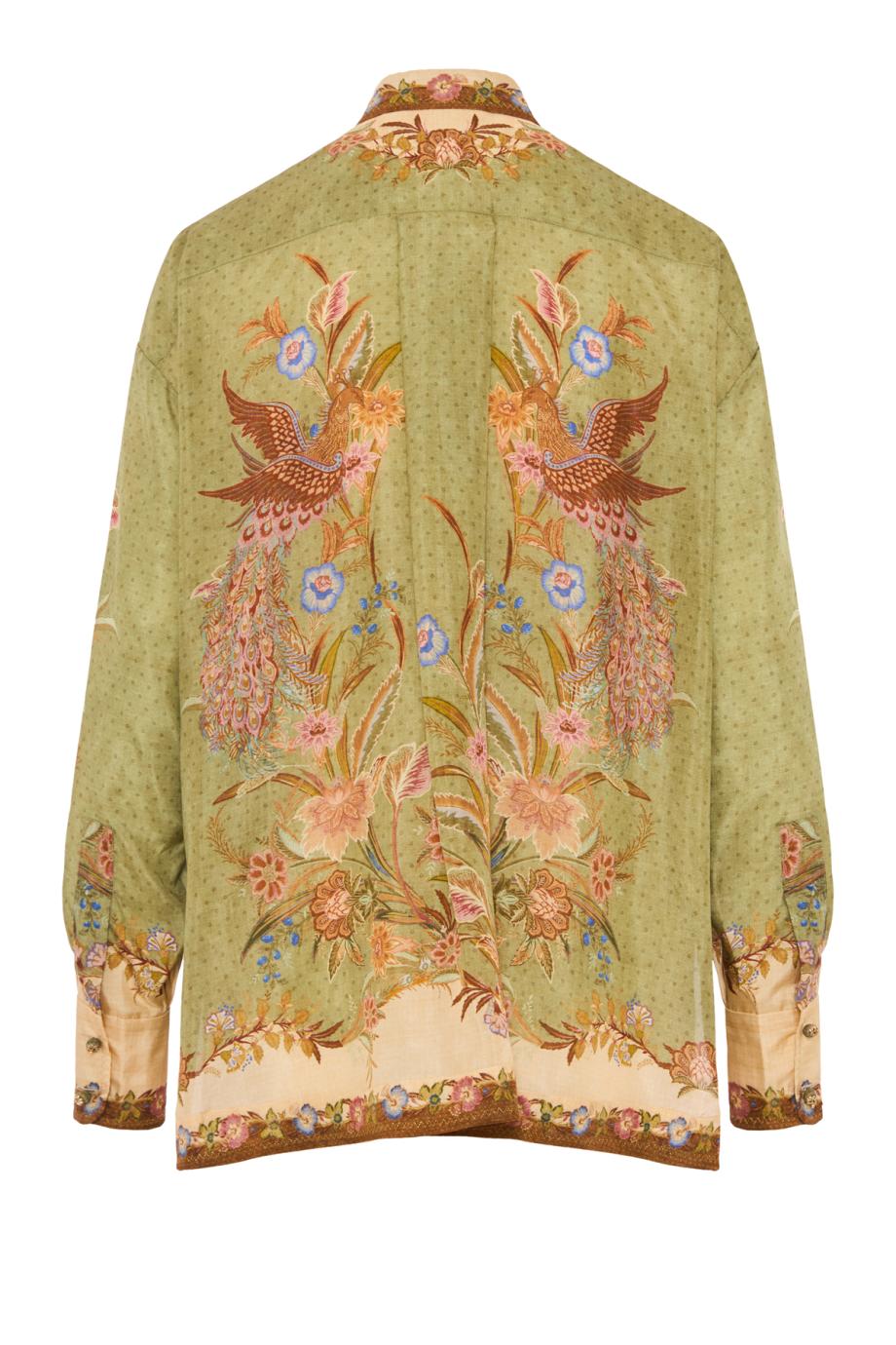 Indra Relaxed Scarf Floralsilk shirt in khaki