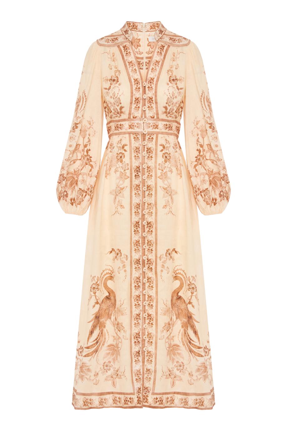 Indra Plunge linen midi dress in cream