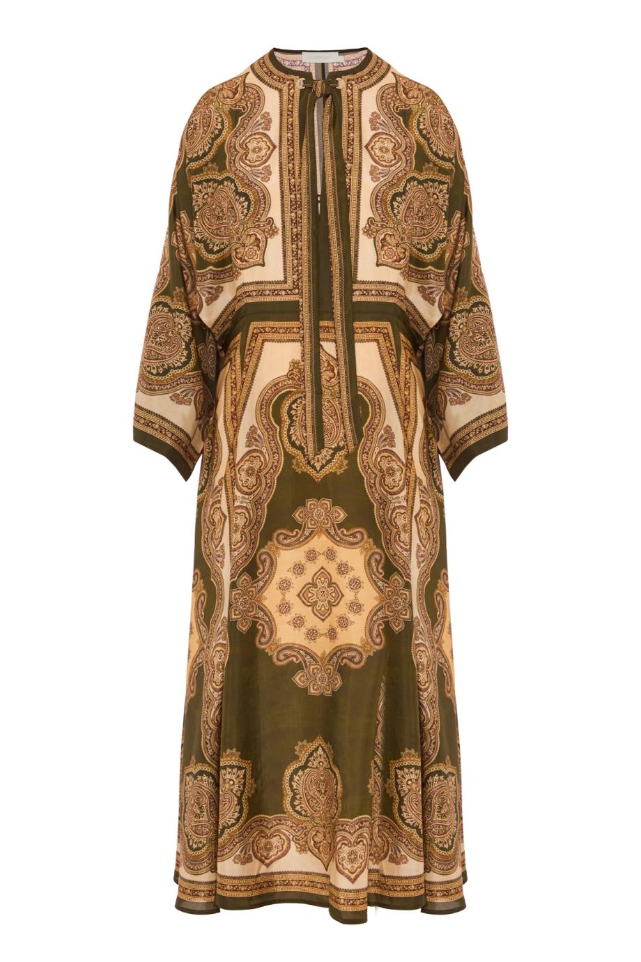 Mahon printed silk tunic in olive