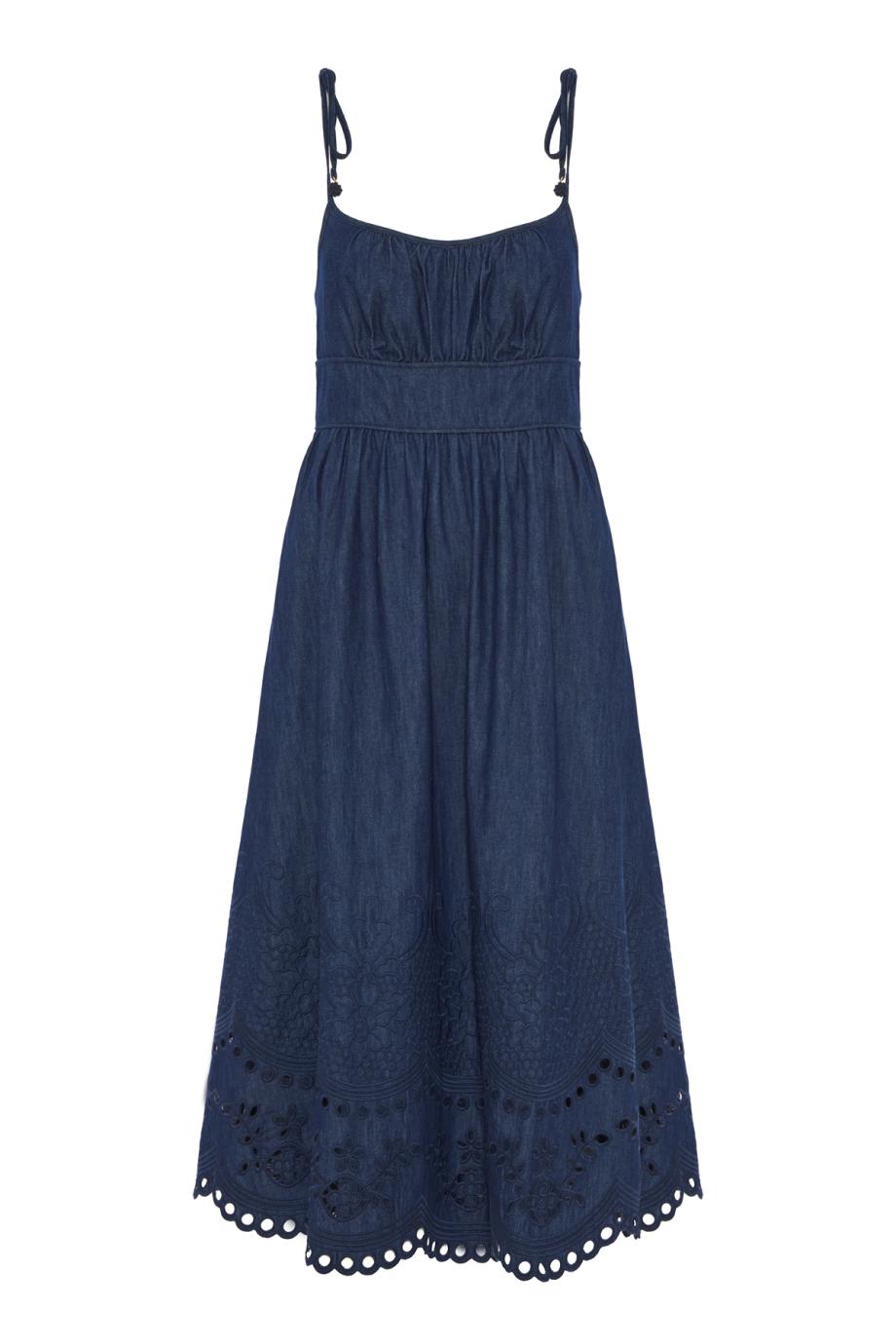 Mahon Broderie cotton midi dress in ink