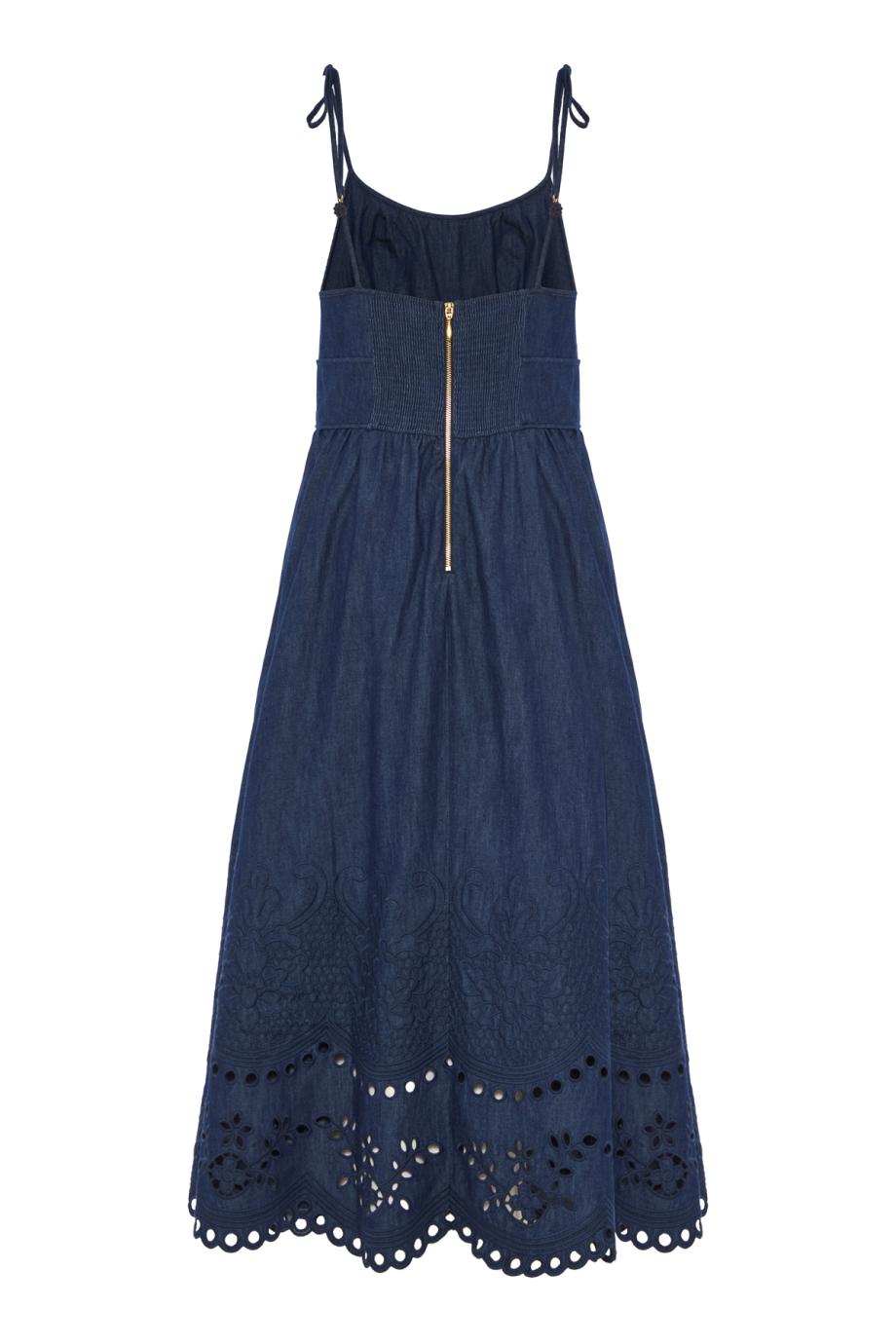 Mahon Broderie cotton midi dress in ink