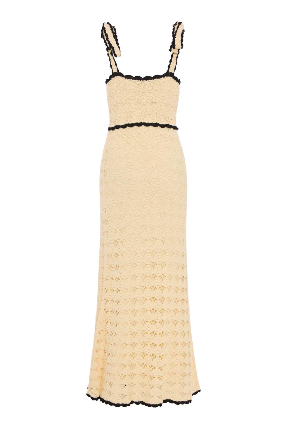 Aster crochet Tie-cotton midi dress in cream
