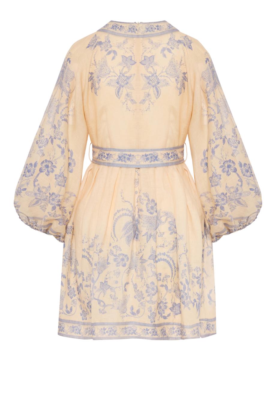 Indra Plunge linen mini dress in lilac floral