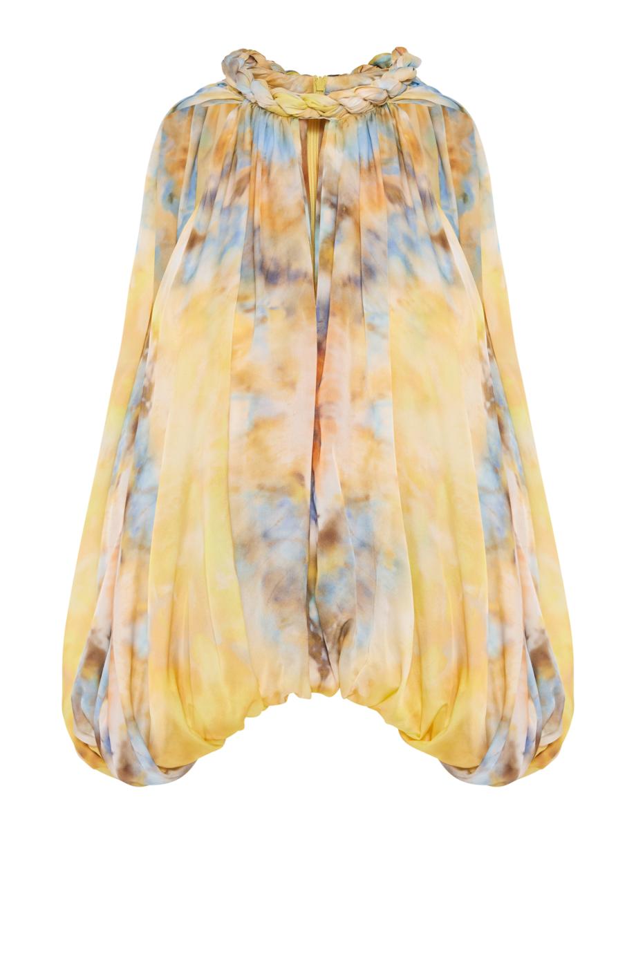 Alchemy Twist Billow printed silk blouse in citrus