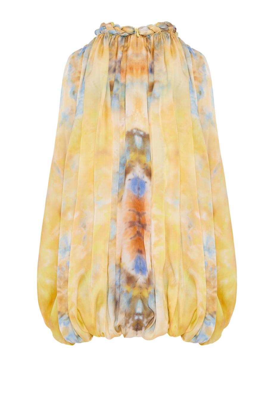 Alchemy Twist Billow printed silk blouse in citrus