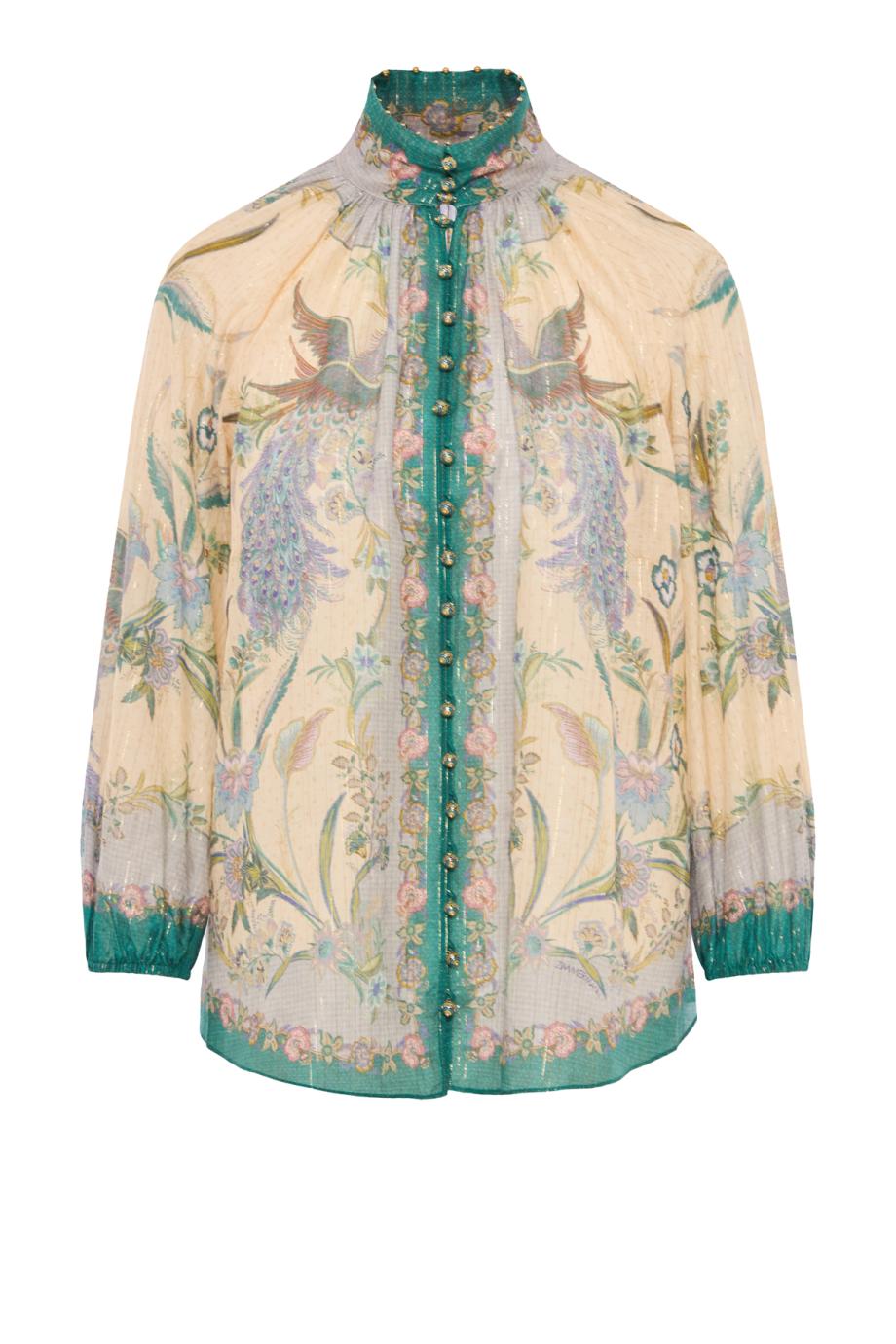 Indra Billow printed cotton and silk blouse in multicolor