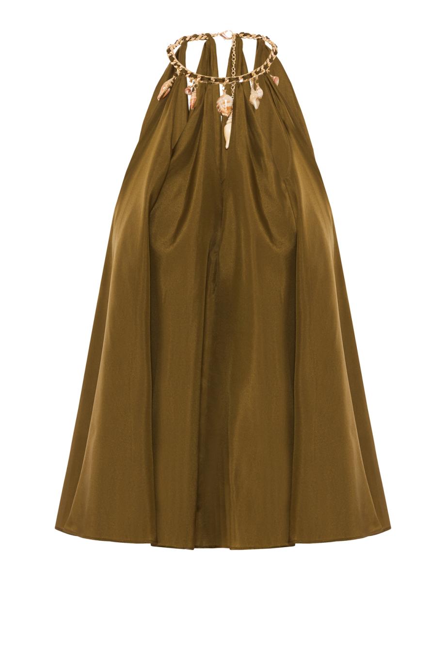Mahon embellished silk top in olive