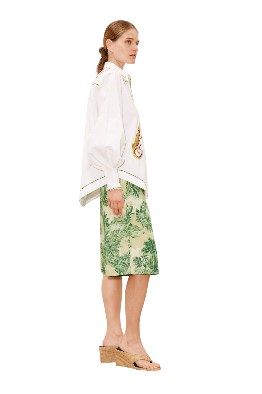 Camelia embellished cotton shirt in ivory