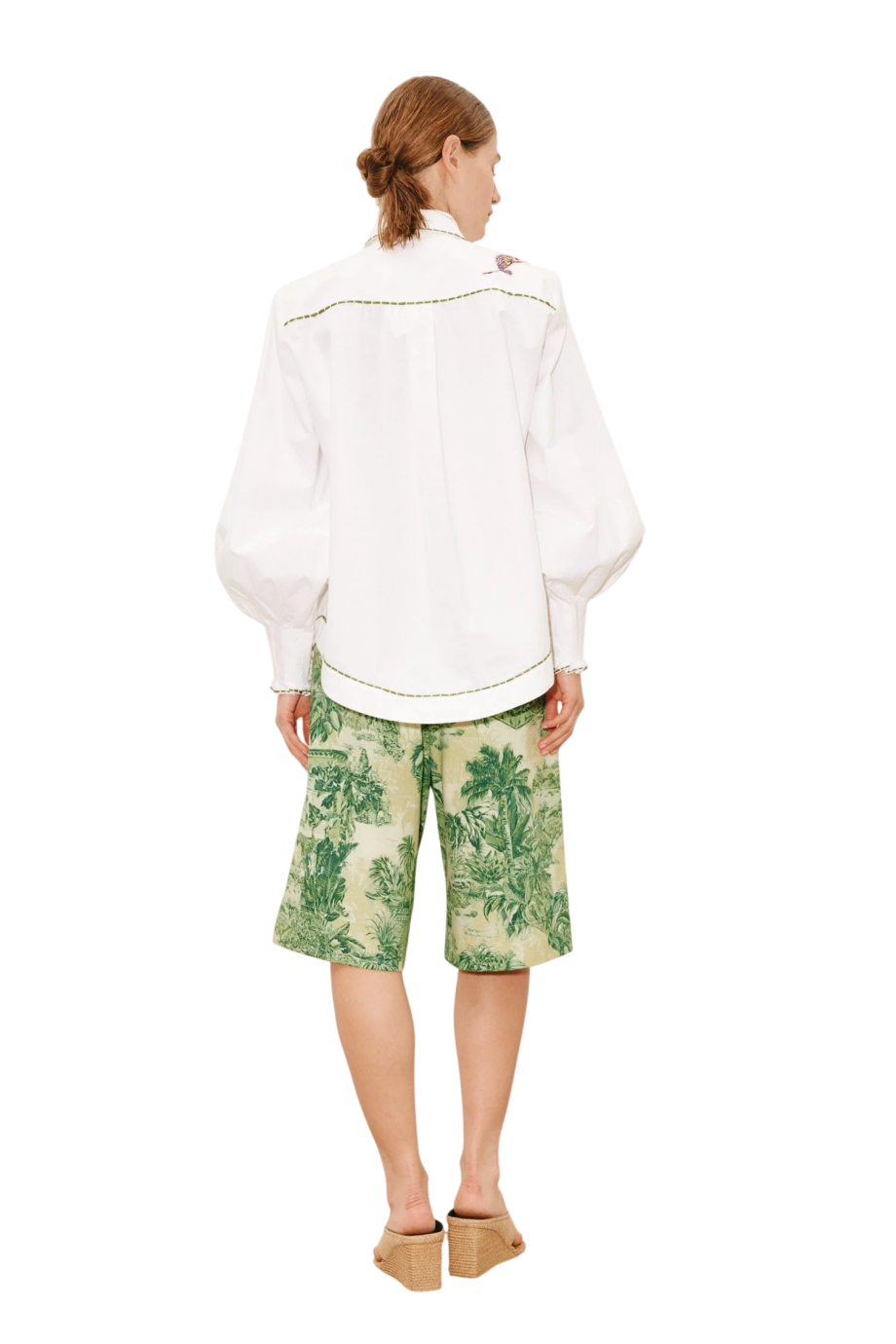 Camelia embellished cotton shirt in ivory