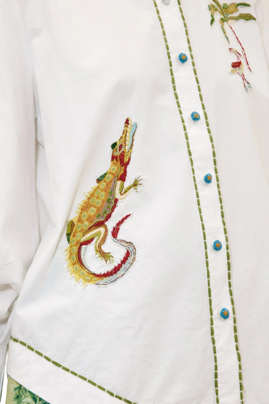 Camelia embellished cotton shirt in ivory