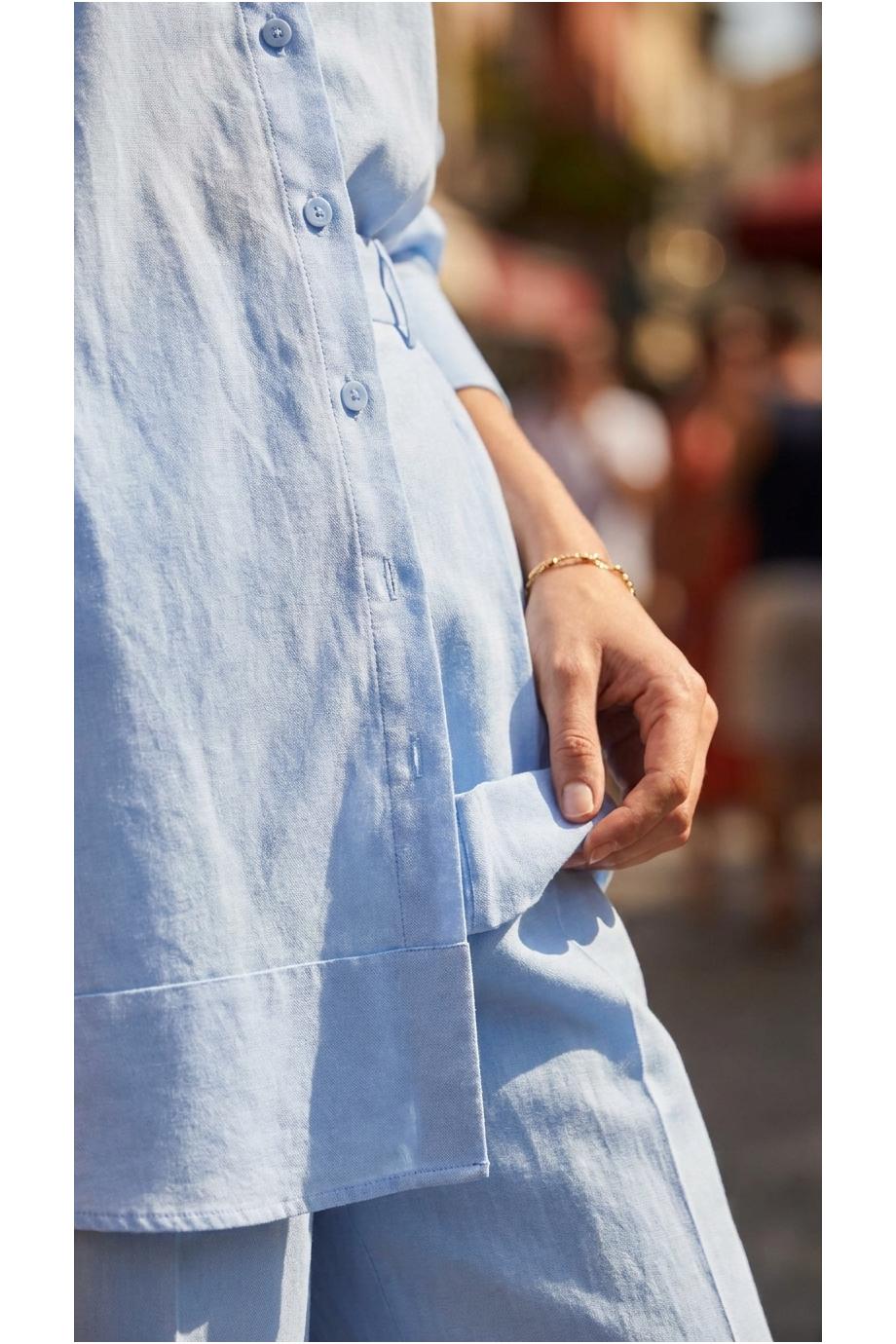 Cotton-poplin cropped pants in light blue