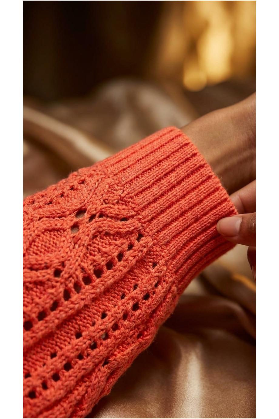 Knitted cashmere and cotton sweater in sunset