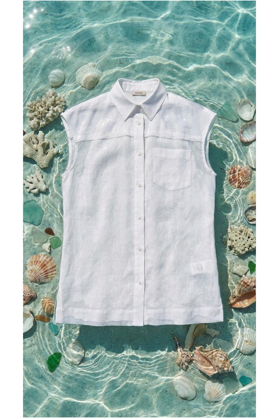 Linen sleeveless top in white