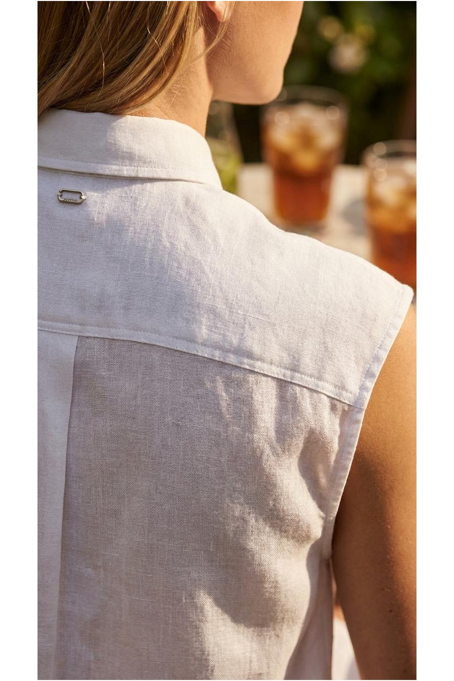 Linen sleeveless top in white