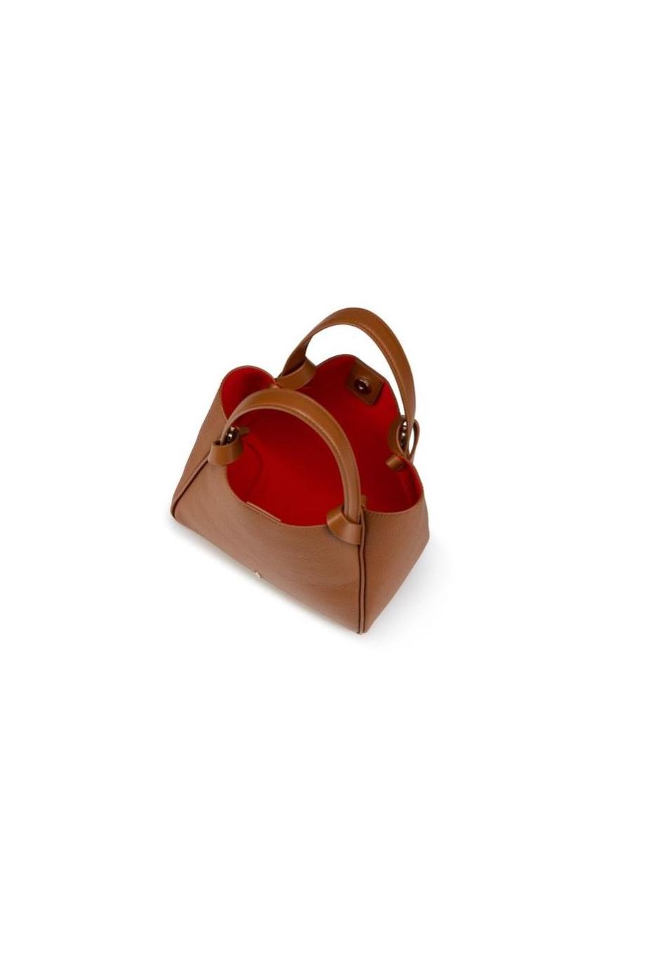 Bettina embellished mini leather tote in cuoio 