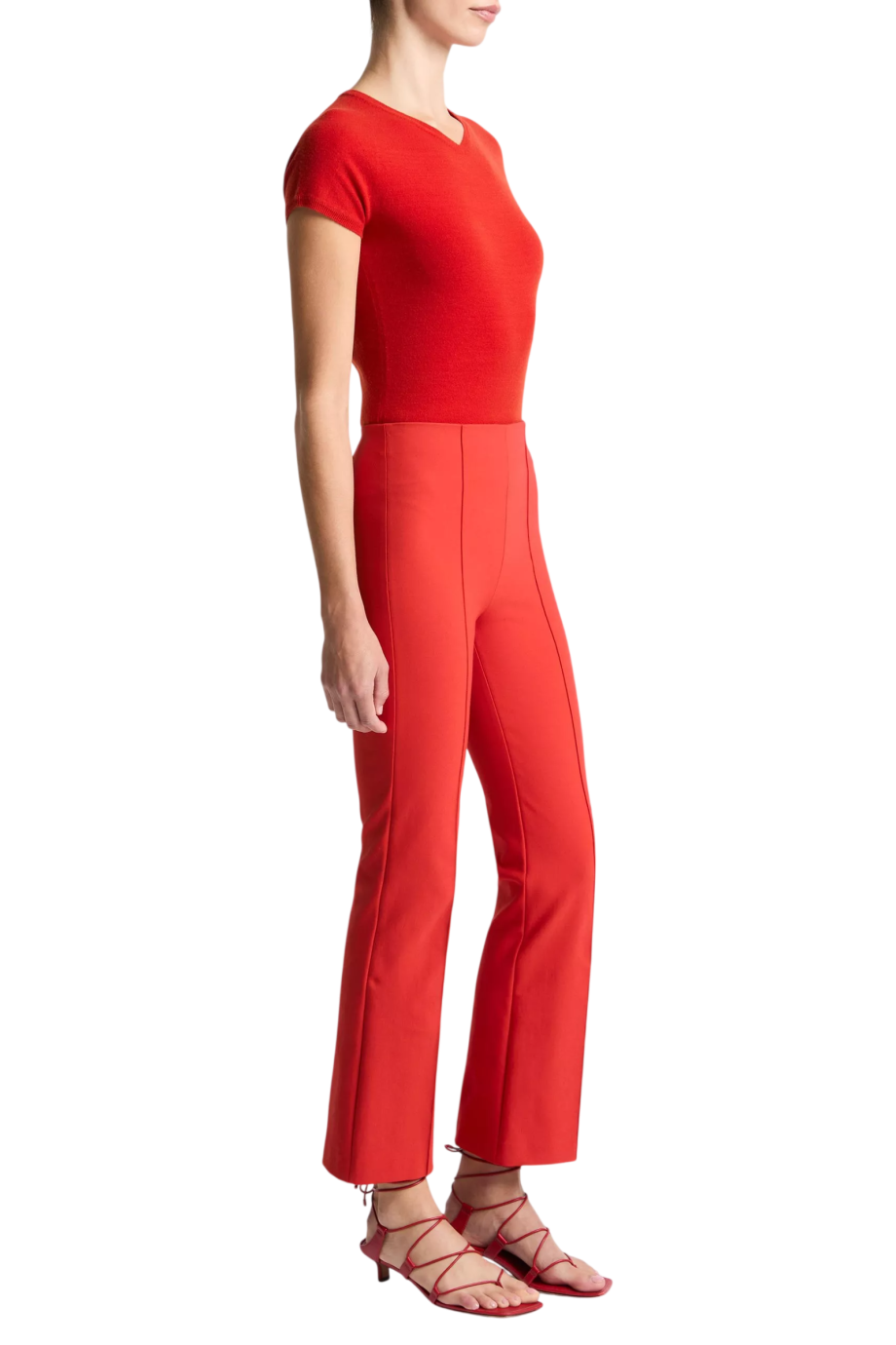 Cotton-blend cropped trousers in poppy