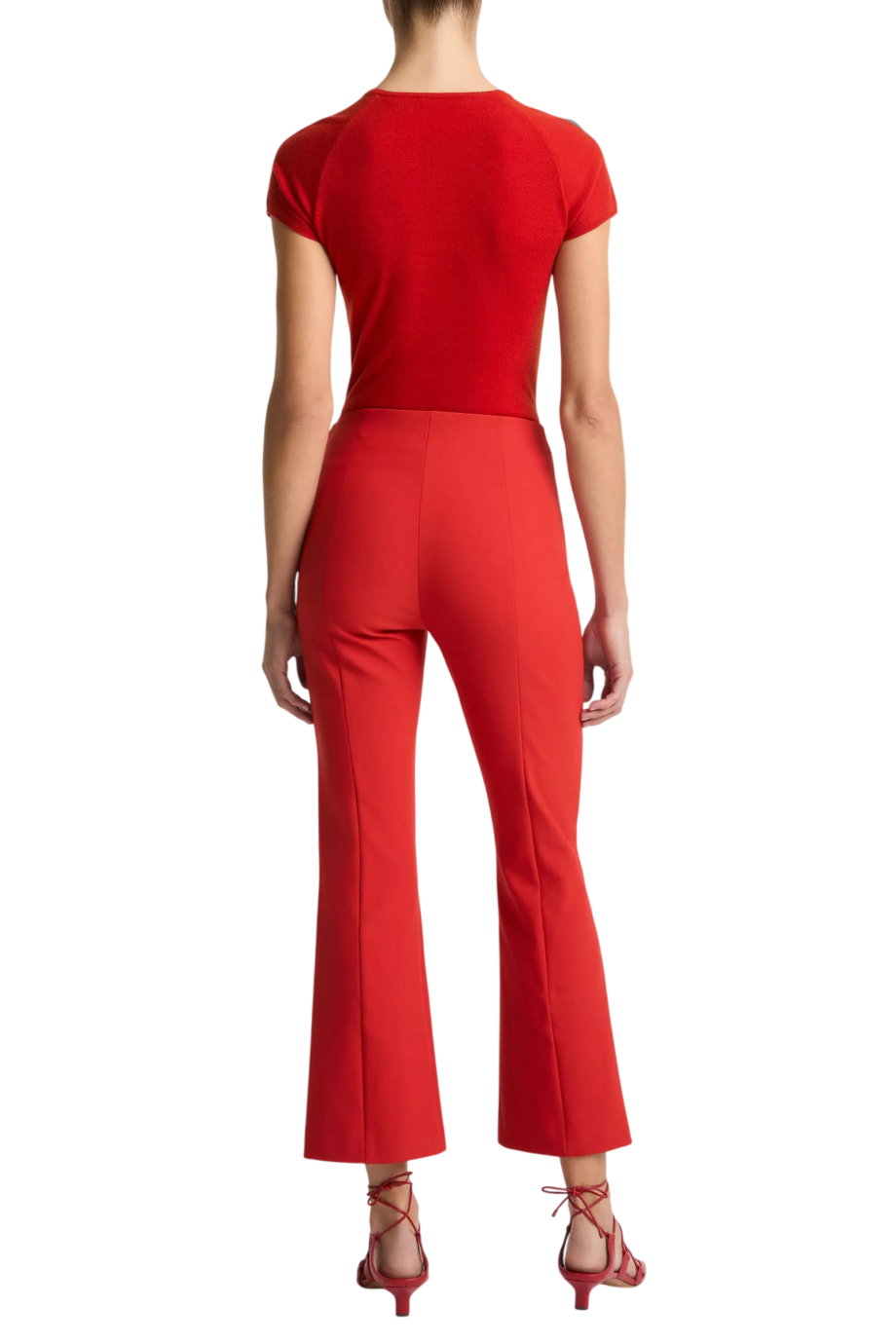 Cotton-blend cropped trousers in poppy