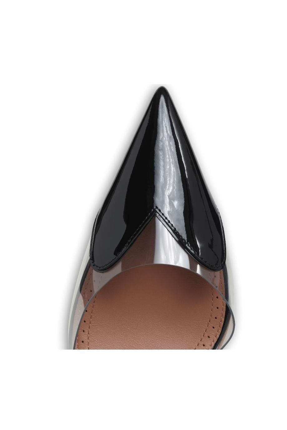 Le Coeur 60 patent-leather and PVC wedged mules in black