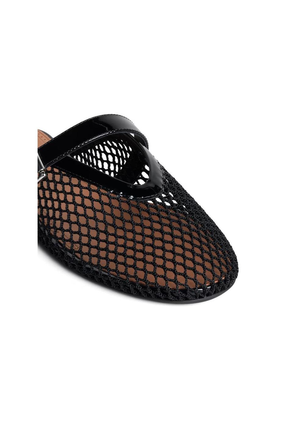 Le Ballerine fishnet and leather mules in black 
