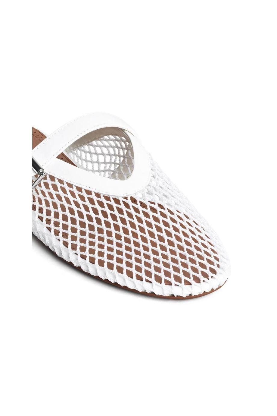 Le Ballerine fishnet and leather mules in white 