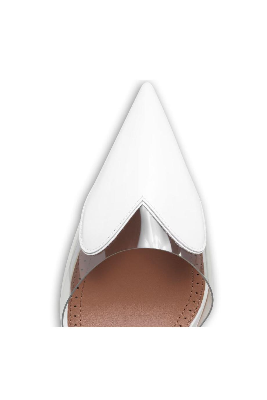 Le Coeur 60 patent-leather and PVC wedged mules in white 