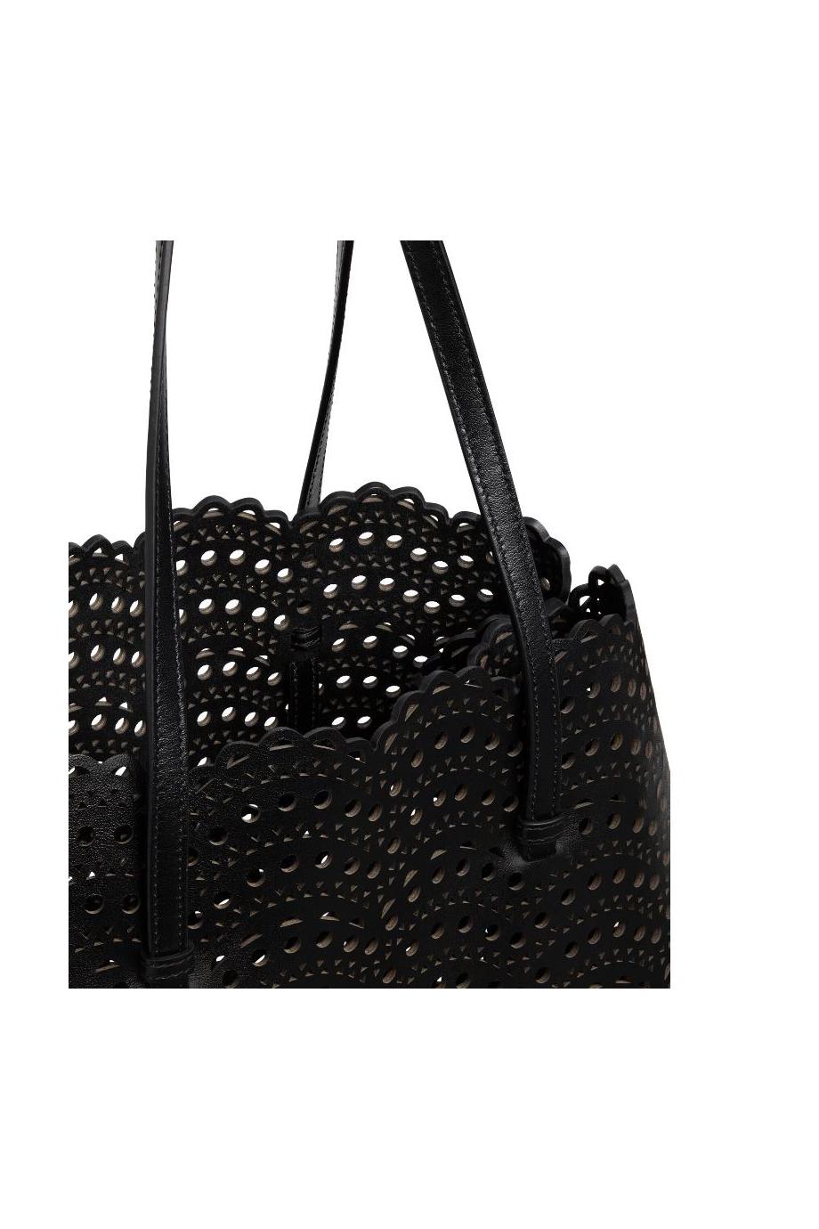 Le Mina 37 leather top handle bag in black