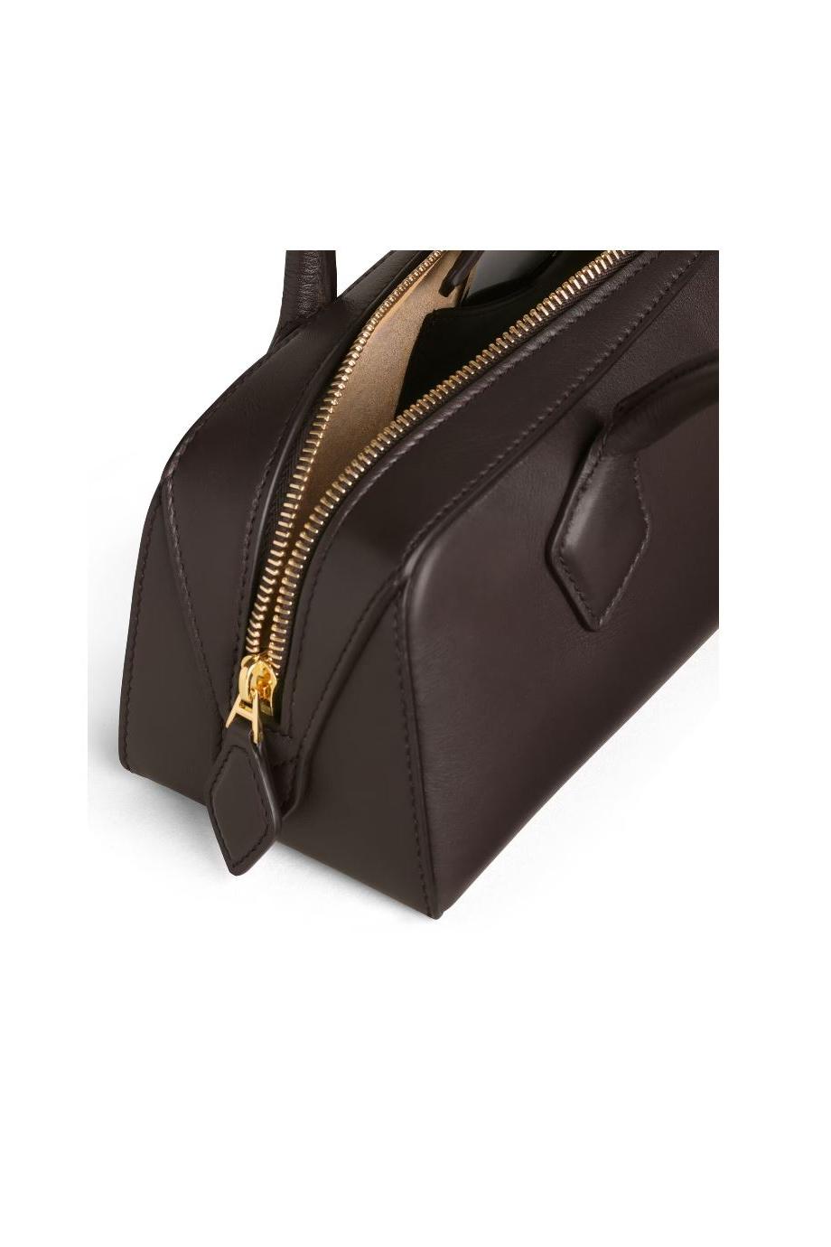 Le Teckel leather top handle bag in brun