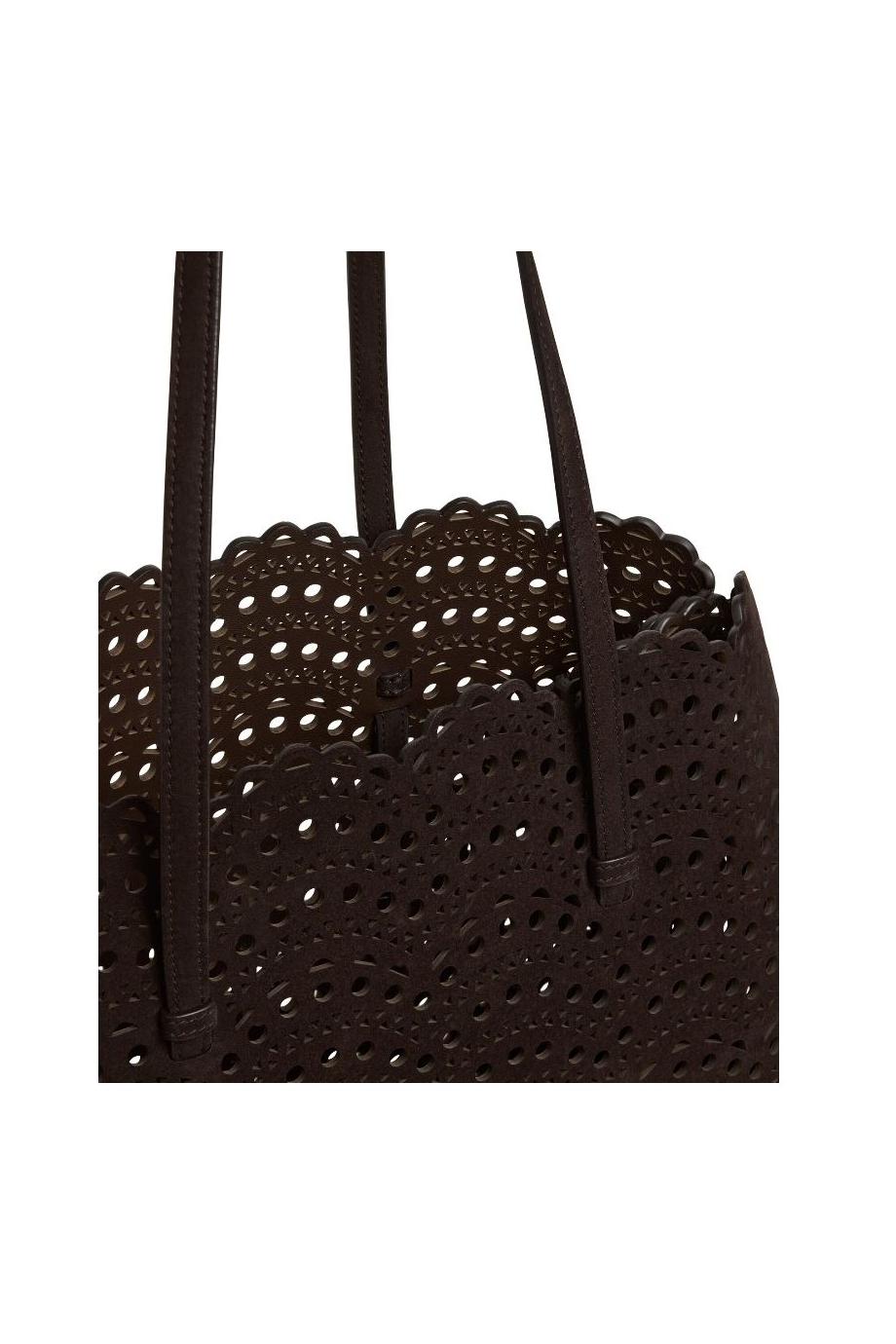 Le Mina 37 suede top handle bag in brun