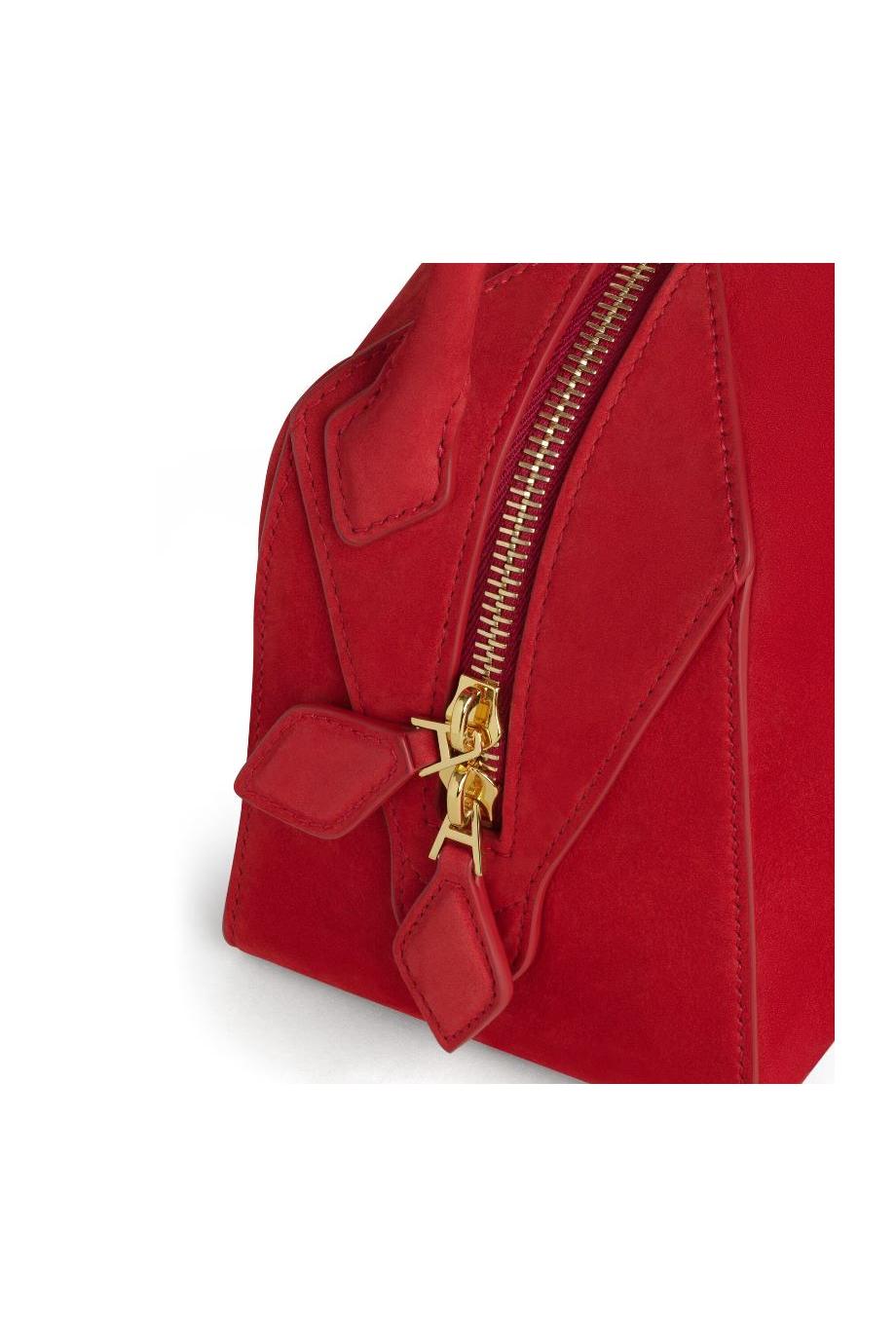  Le Bouledogue suede top handle bag in rouge