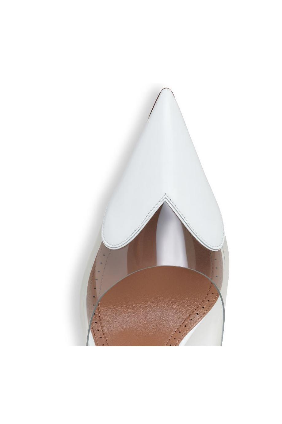 Le Coeur 55 patent-leather and PVC slingback pumps in white