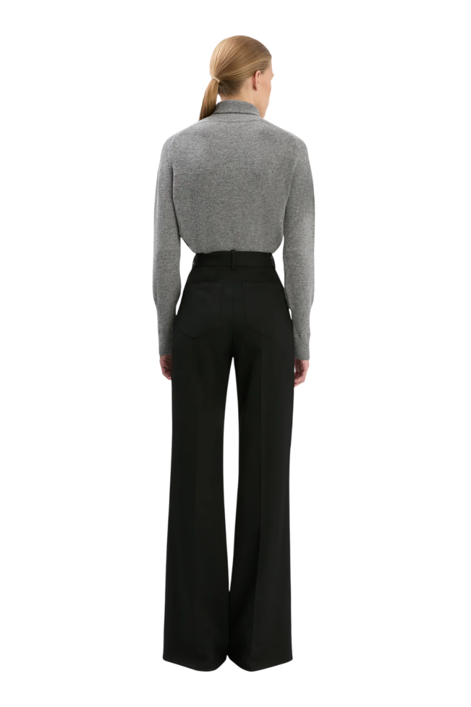 Wool-blend wide-leg trousers in black