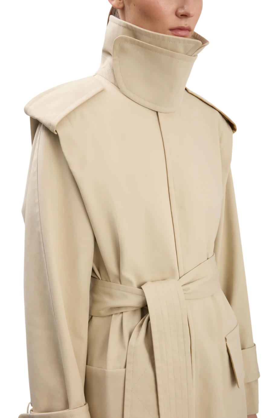 Phillipa oversized cotton trench coat in beige