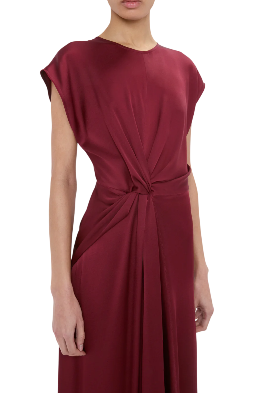 Blousey crepe midi dress in blackcurrant