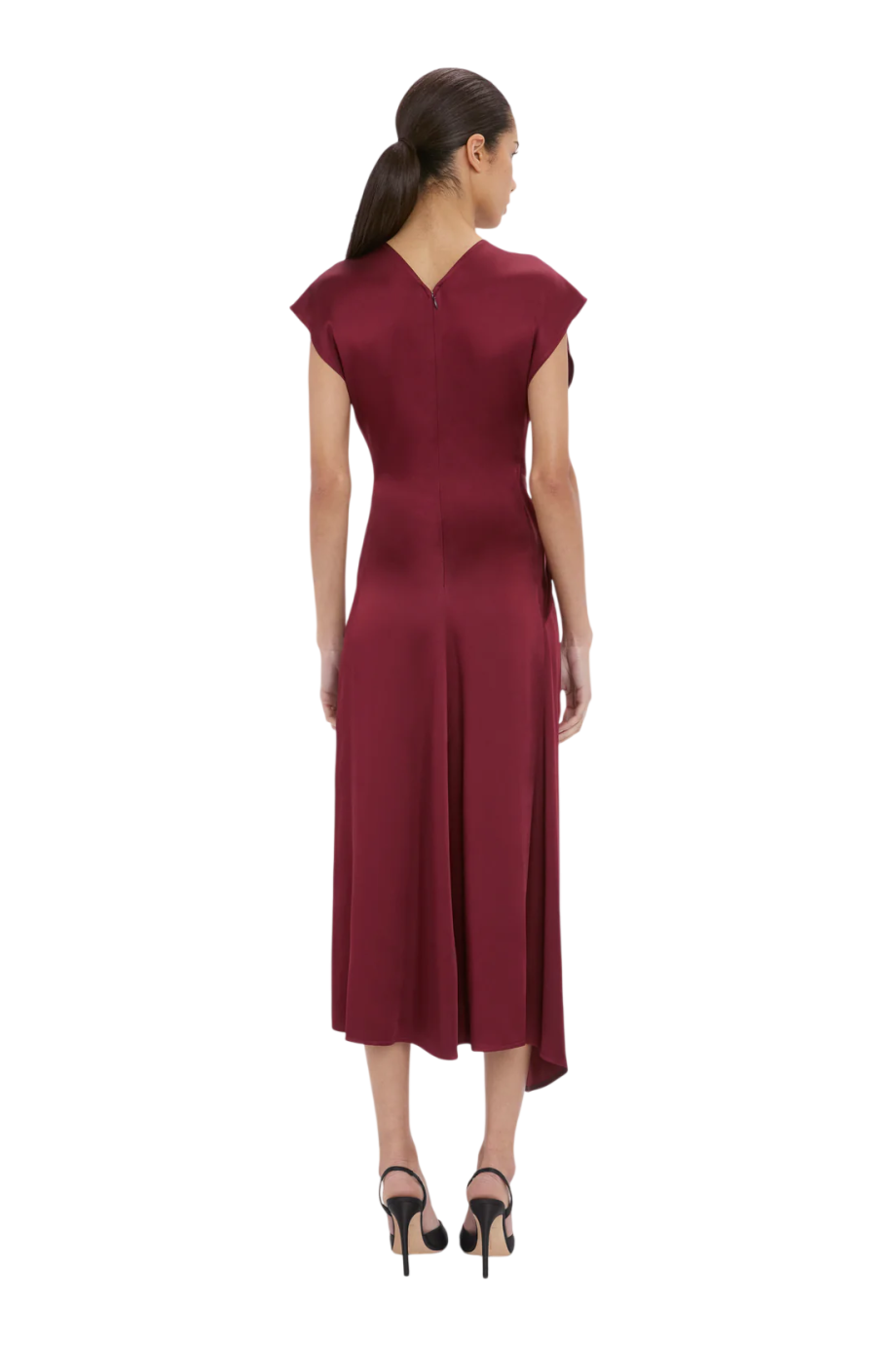 Blousey crepe midi dress in blackcurrant