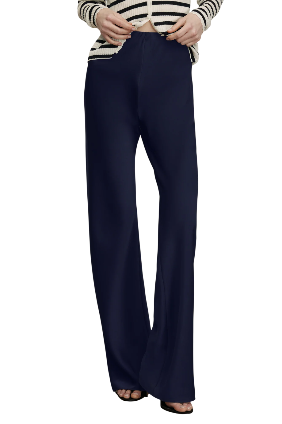 Braddock satin wide-leg pants in navy