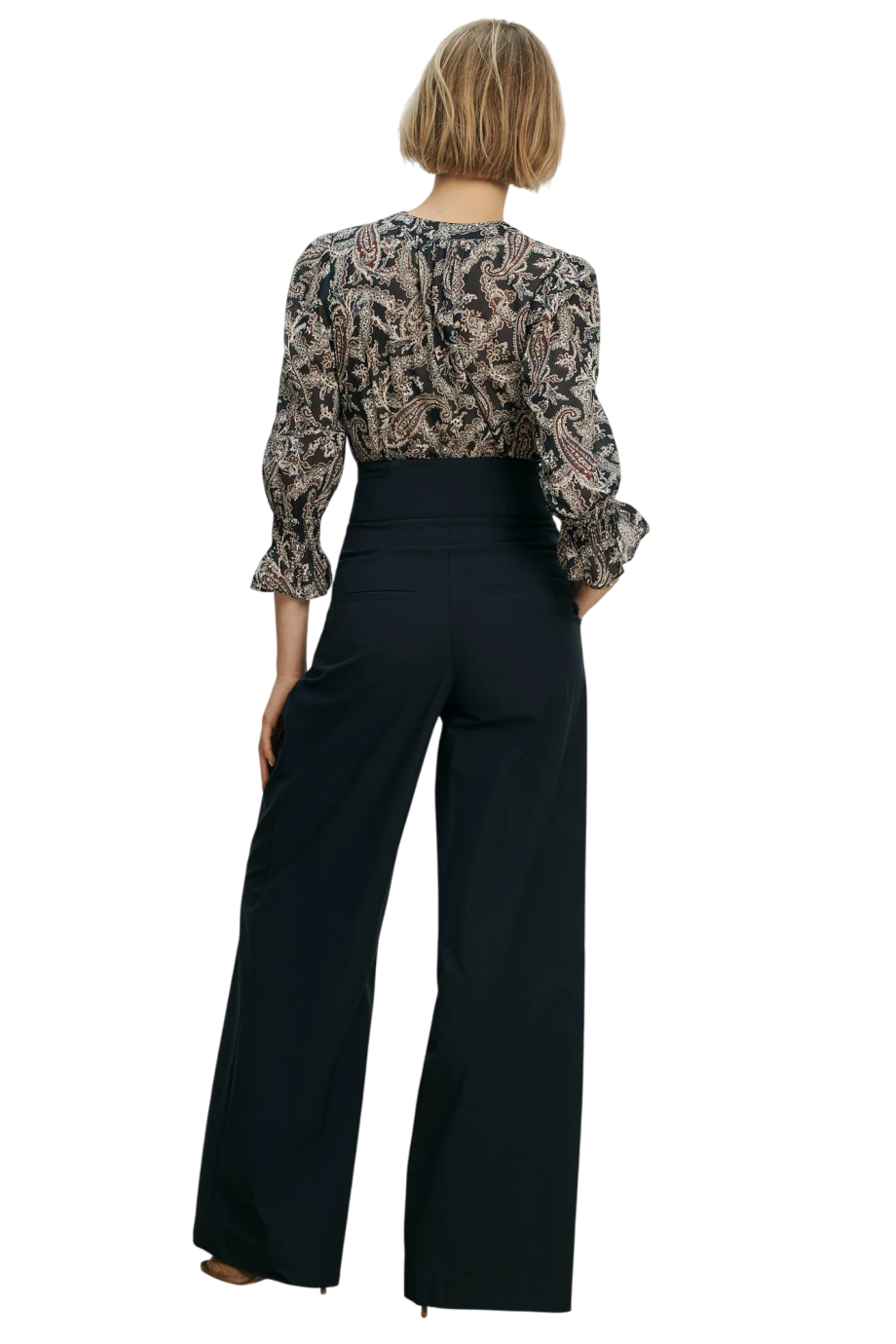 Ashlynn printed cotton blouse in navy