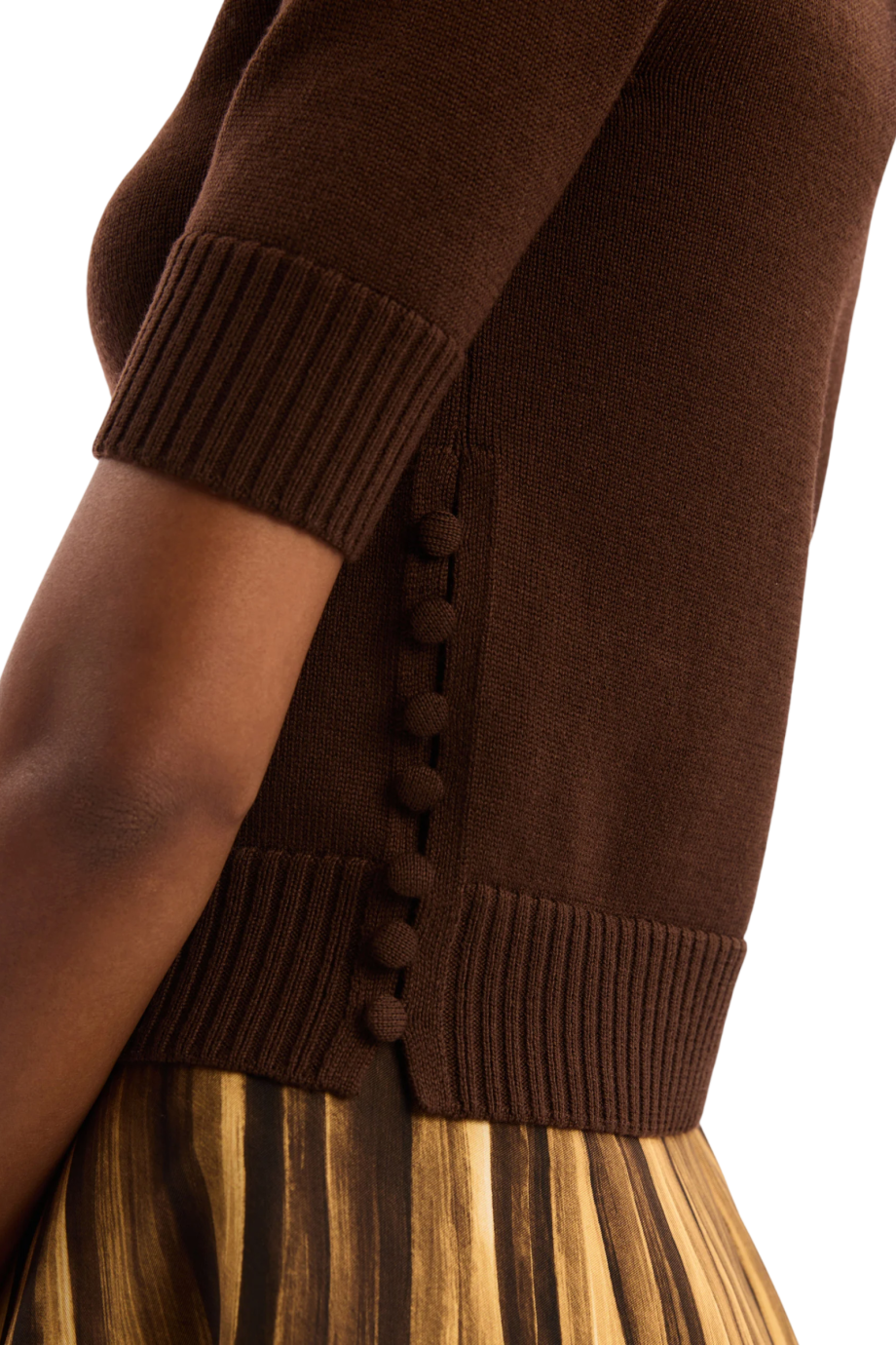 Wool knit top in mahogany