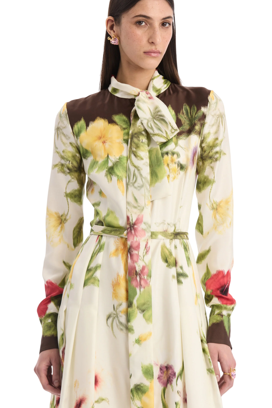 Dominican printed silk midi dress in multicolor
