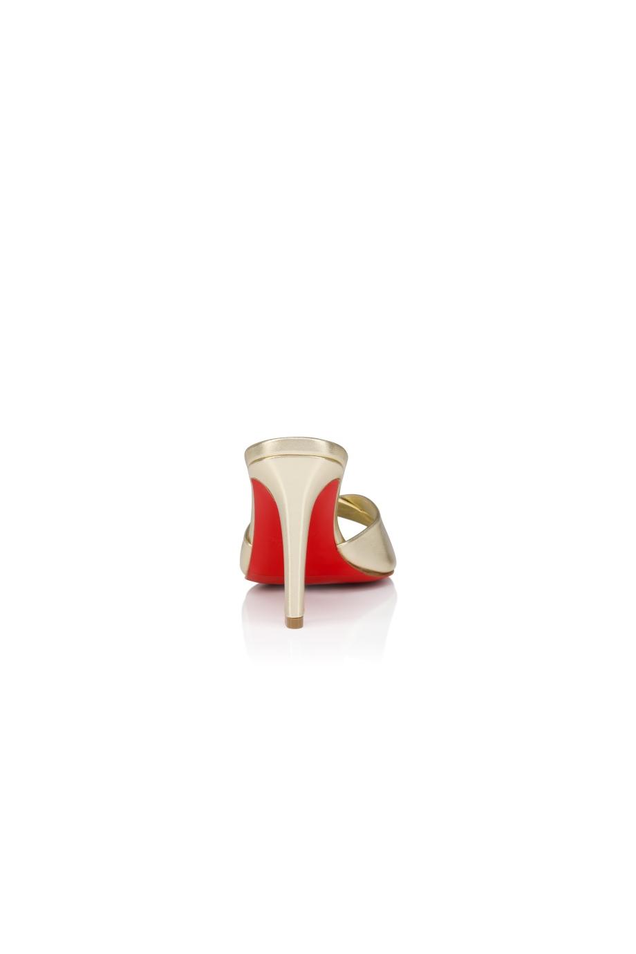 Fanny Slide 85 laminated leather mules in platine