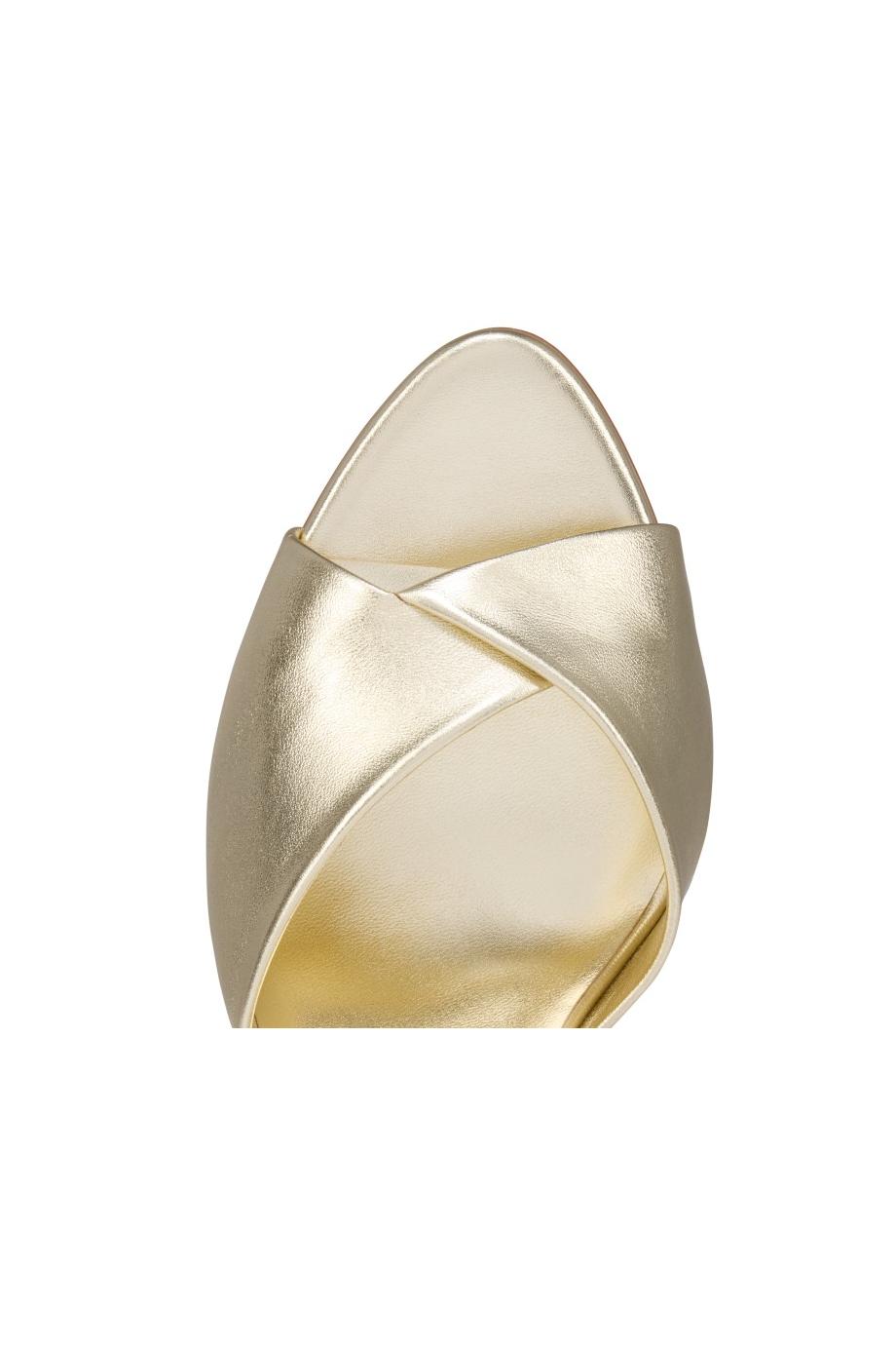 Fanny Slide 85 laminated leather mules in platine