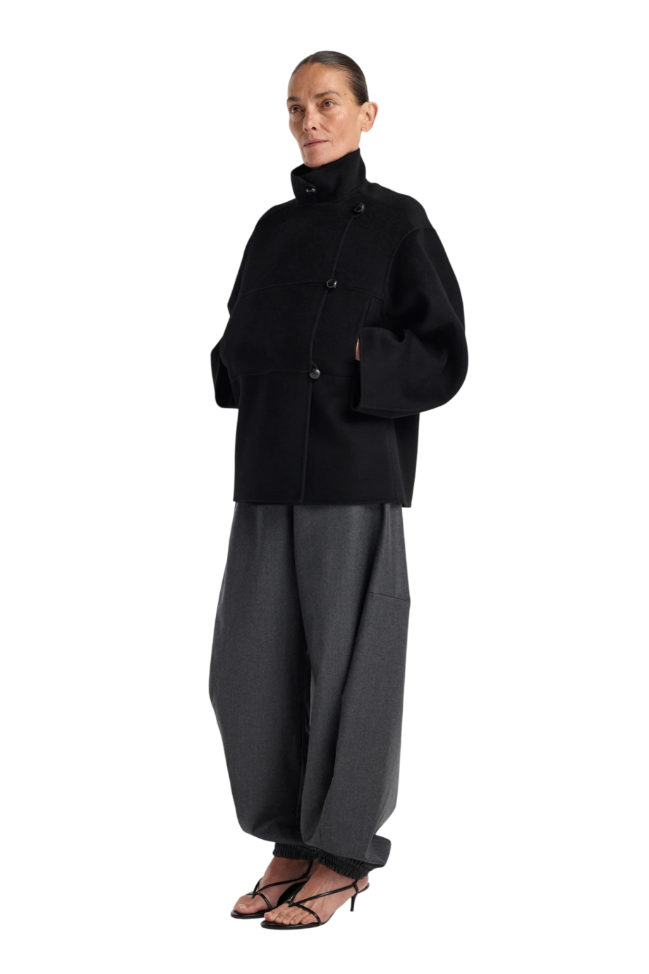 Double-faced wool jacket in black