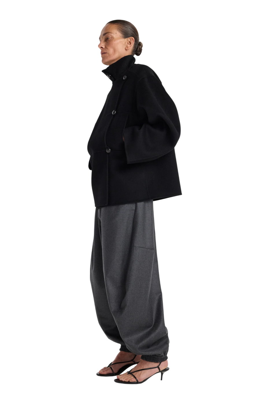 Double-faced wool jacket in black