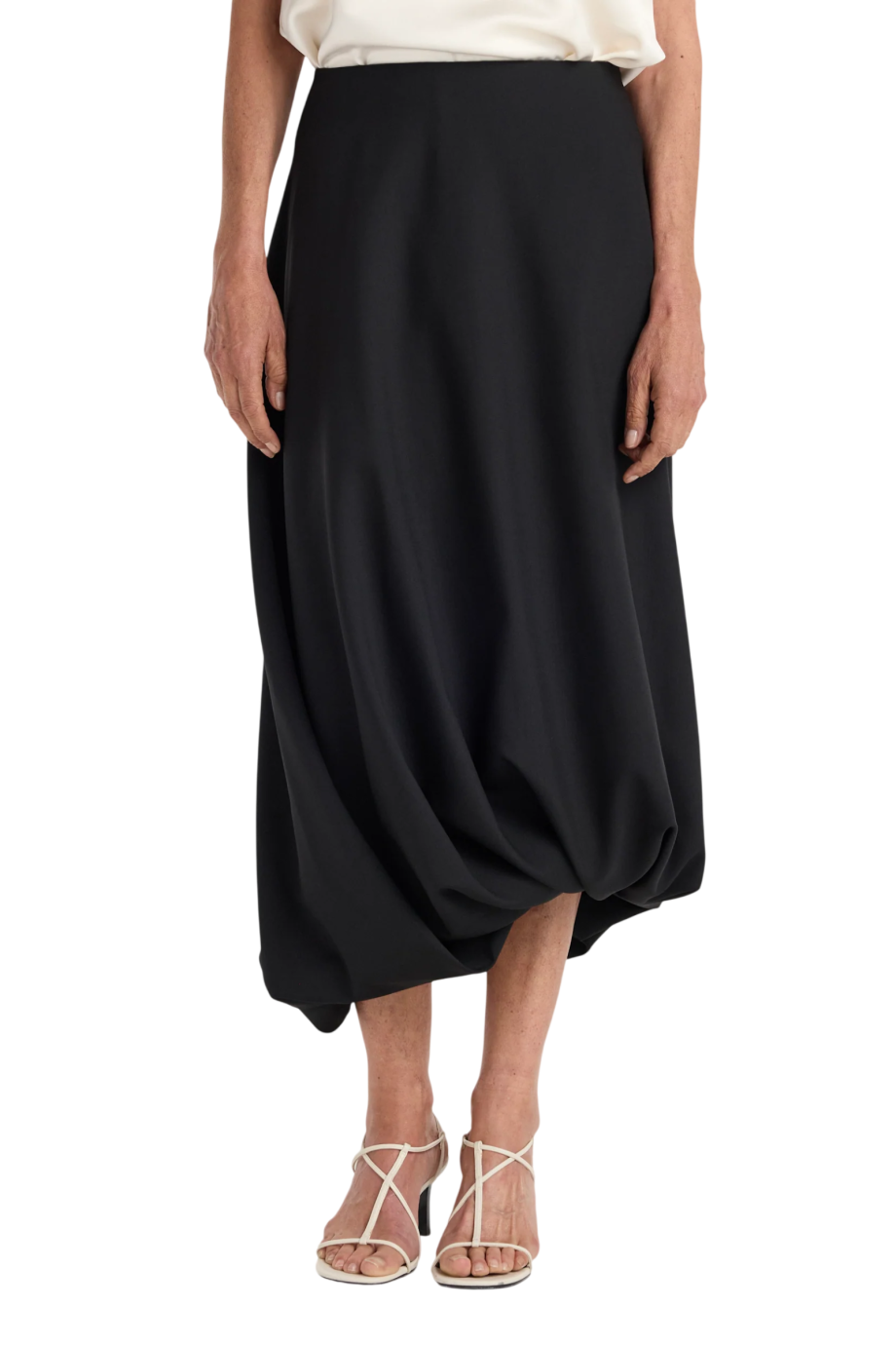 Twisted midi skirt in black