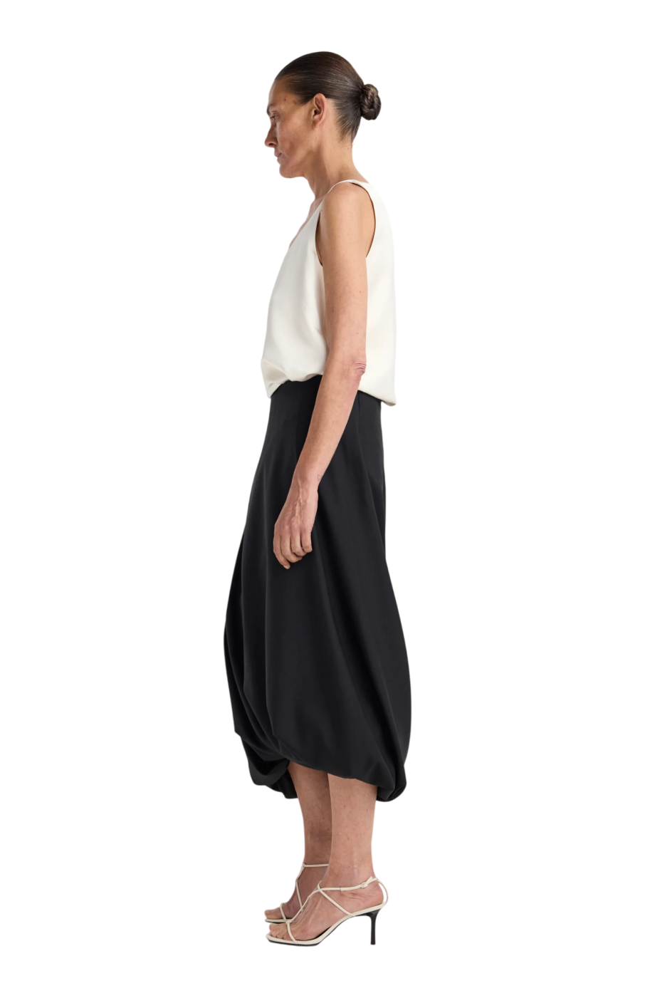 Twisted midi skirt in black