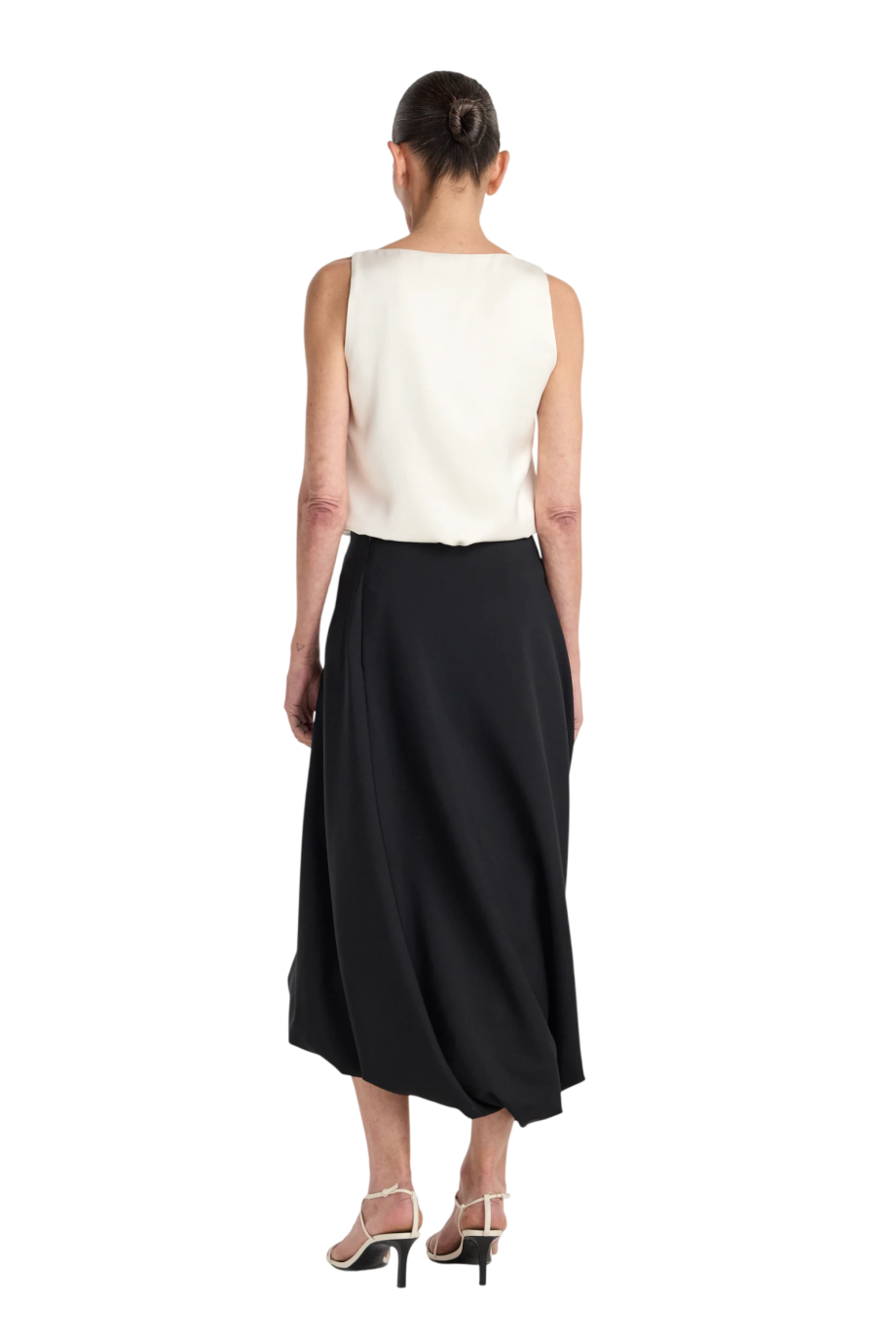 Twisted midi skirt in black