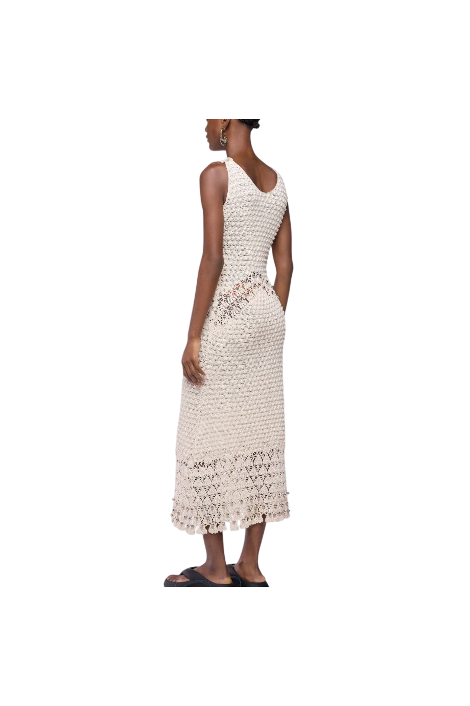 Hand-crocheted cotton dress in ecru