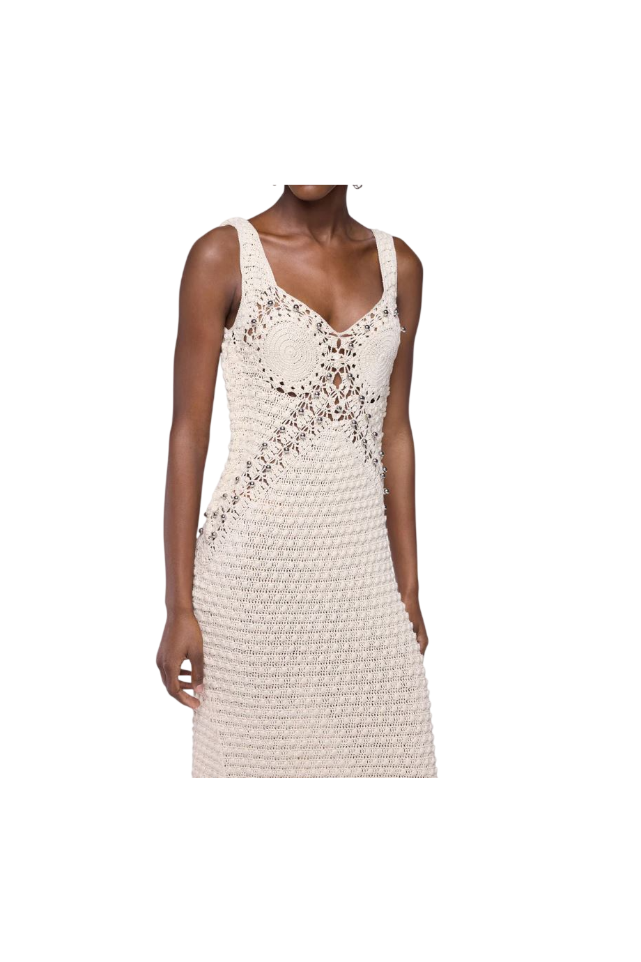 Hand-crocheted cotton dress in ecru