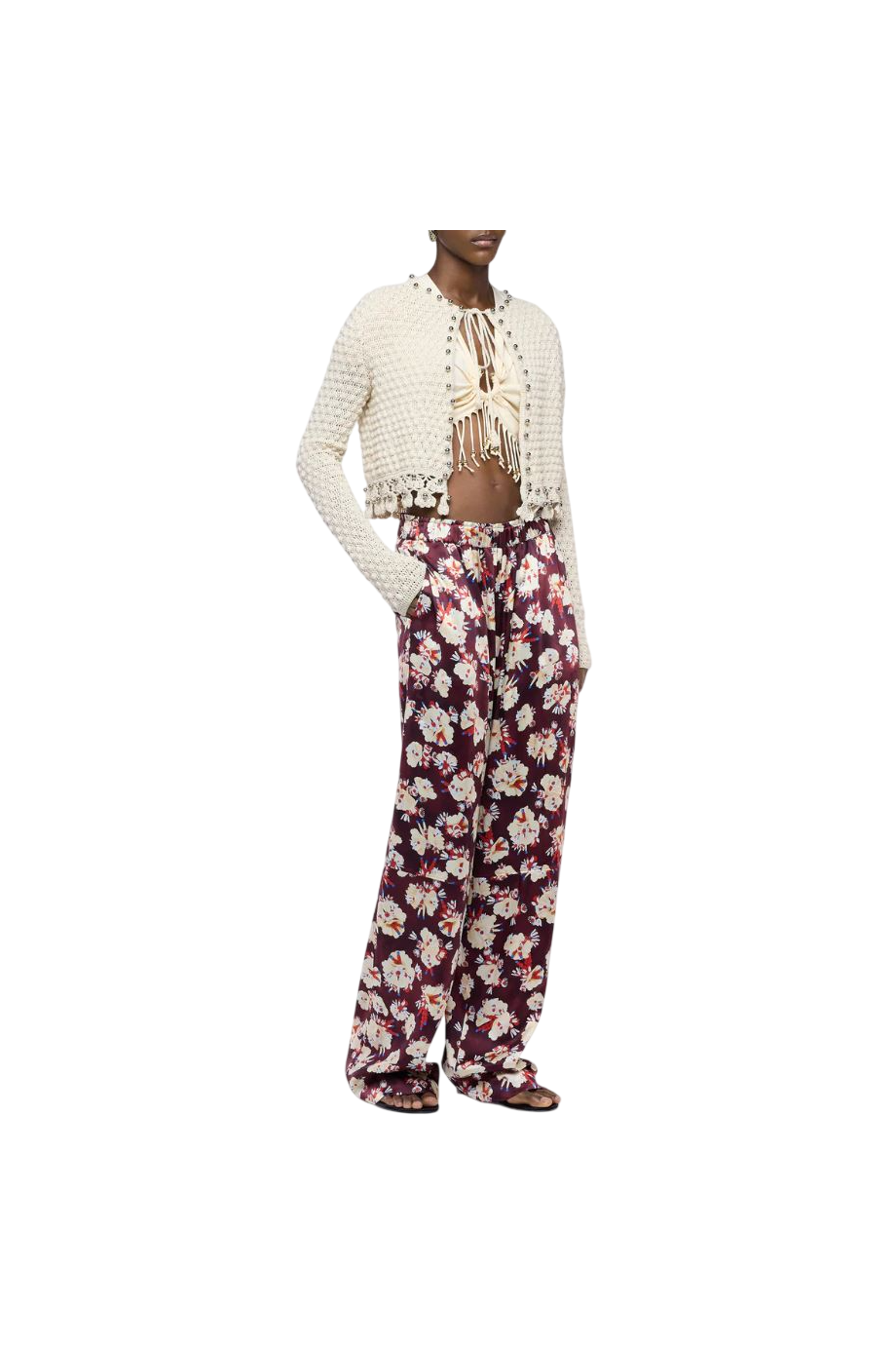 Hand-crocheted cotton cardigan in ecru